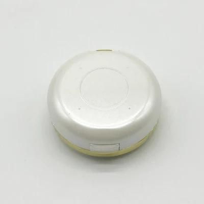 Empty White Round Plastic Compact Powder Case with Mirror Double Layer Makeup Powder Container