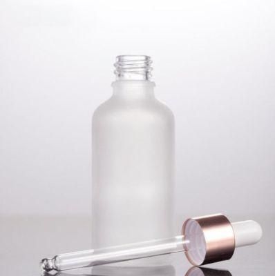 Frosted Glass Serum Dropper Bottle with Rose Gold Cap 5ml 10ml 15ml 20ml 30ml 50ml 100ml