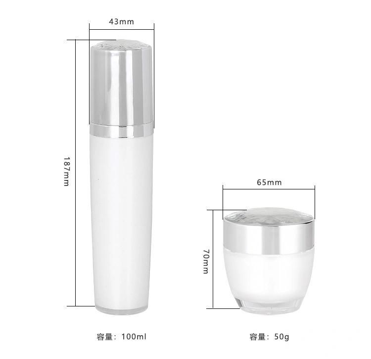 50g 100ml Elegant White Acrylic Plastic Cream Jar for Sink Care Cosmetic Jar