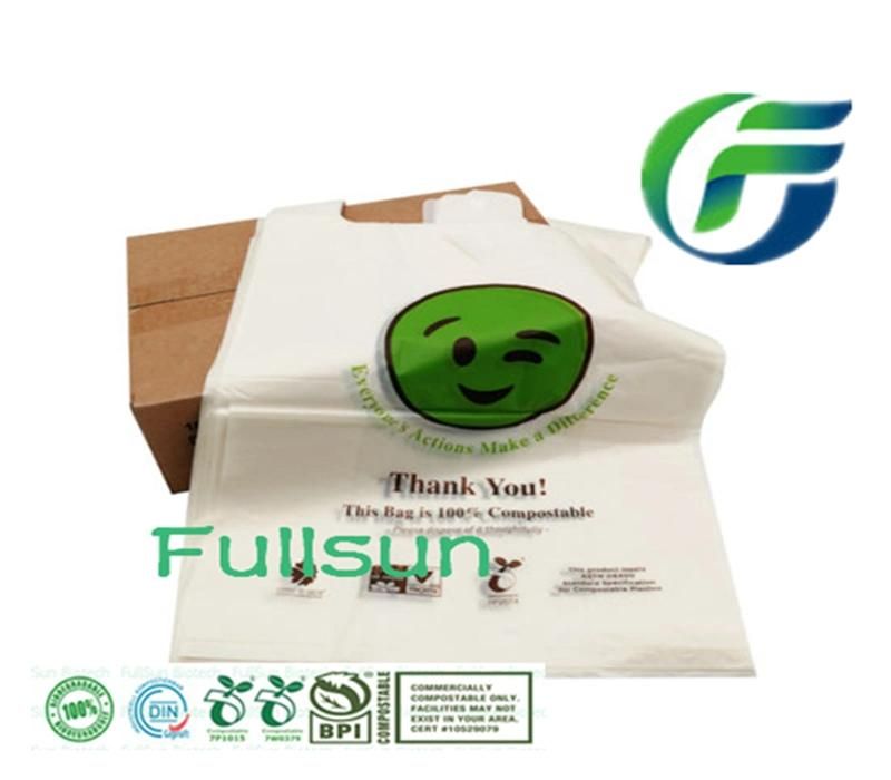 Biodegradable Retail Food Packaging Bagtote Compostable Supermarket Promotional Handle Plastic Bag