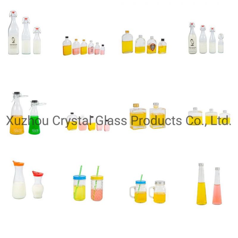 16 Oz / 500 Ml Clear Glass French Square Glass Drink Bottles for Storing Juices, Smoothies, Beverages, Kombucha