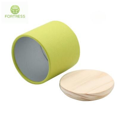 Tea Package Printing Logo Cylinder Wooden Lid Paper Tube