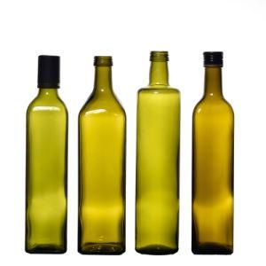 Food Oil Glass Packaging Amber Color Square and Round Olive Oil Bottles with Custom Logo