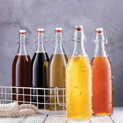 500ml 750ml Clear Juice Beer Drinking Swing Top Glass Bottles with Stoppers