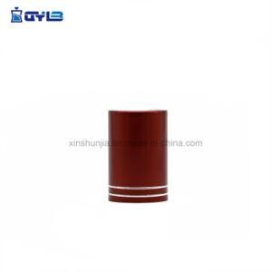 Popular Red Aluminum Bottle Cap with Shiny Line for Cosmetic Packaging