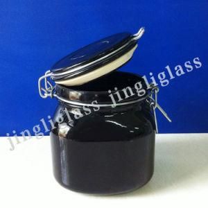 Matte Black Glass Jar with Clip Cap