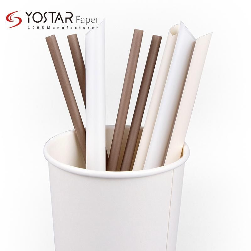 Custom Disposable Independent White Paper Packaging Coffee Juice Drink Disposable Straw