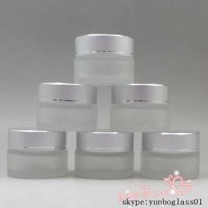 20ml 30ml 1oz Clear Frosted Cosmetic Glass Jars with Silver Cap