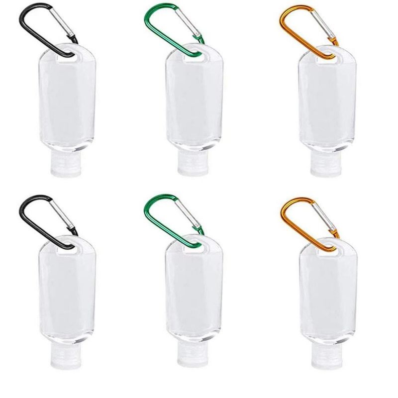 Wholesale 30ml 50ml 60ml Plastic Spray Hook Sanitizer Bottle with Hook Keychain