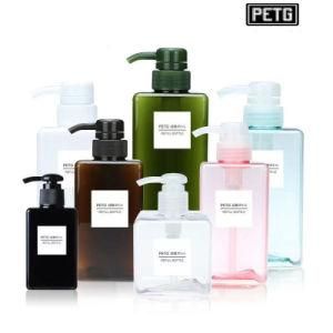 Customizable Logo Square Large-Capacity Split Shampoo Shower Gel Cosmetics Replaceable Pressing Pump Empty Plastic PETG Bottle