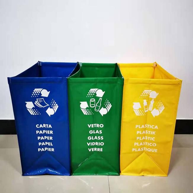 Reusable Heavy Duty Home and Kitchen Plastic, Paper, Glass Recycling Bags with Tip Handle Suitable for Shopping, Laundry, Recycle