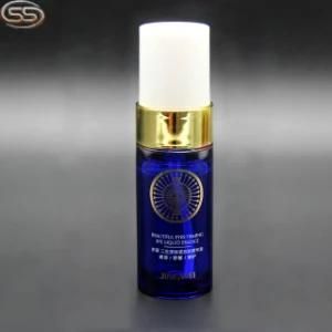 25ml Pet Cylinder Round Shape Essence Oil Lotion Pump Gold Plating Plastic Skin Care Bottle Packaging