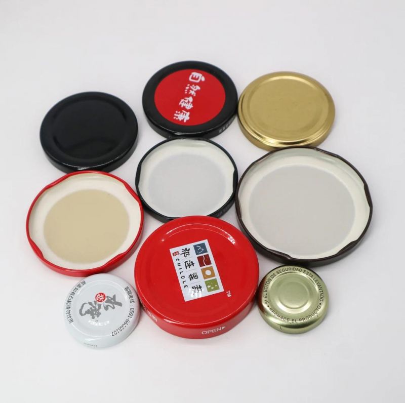 53mm 63mm 70mm 82mm Metal Lids with Safety Button Different Color Bottle Lug Caps
