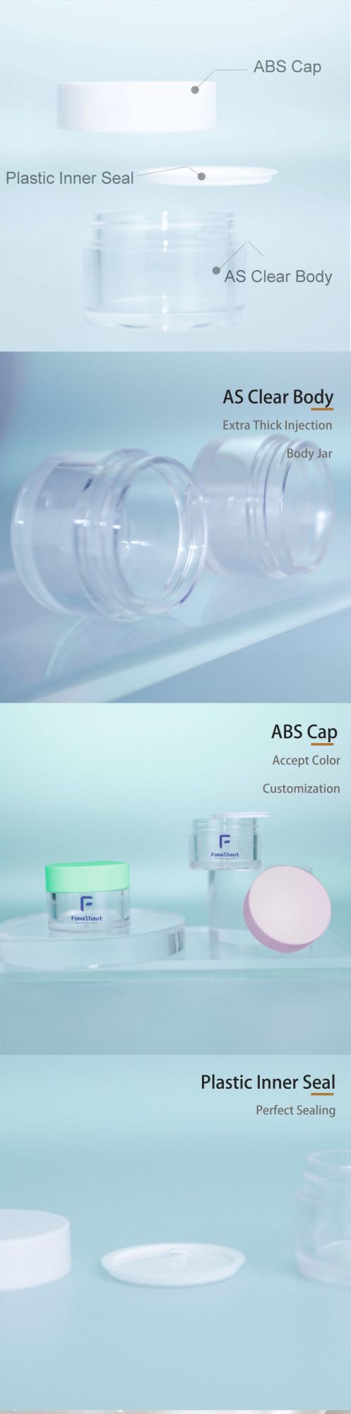 1oz Cosmetic Packaging Plastic Cream Jar with ABS Cap