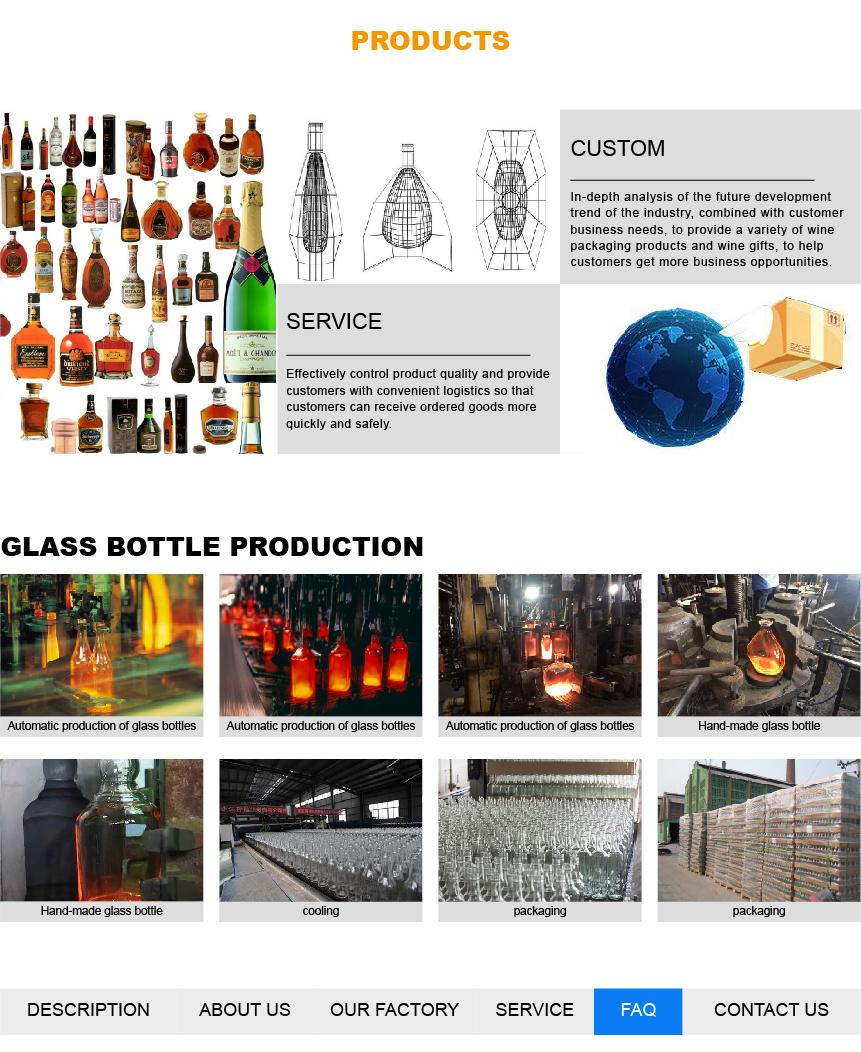 High Quality Whiskey Vodka Empty Crystal Glass Bottle Cap