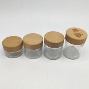 50ml 90ml 120ml Smell Proof Custom Weed Glass Childproof Jar with Wood Child Resistant Cr Cap