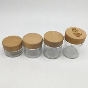50ml 90ml 120ml Smell Proof Custom Weed Glass Childproof Jar with Wood Child Resistant Cr Cap