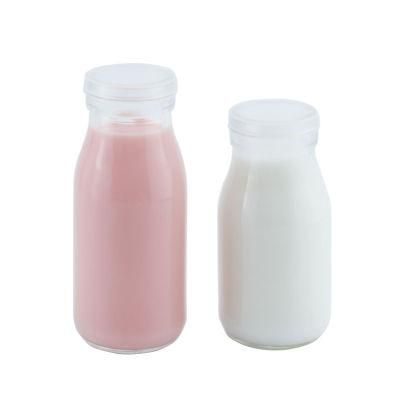 200ml 250ml Round Glass Milk Bottles with Lids