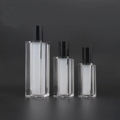 50ml Customized Square Cosmetic Airless Bottle Make up Foundation Acrylic Bottle
