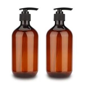 Amber Pet Plastic 17oz Bottles 500ml Shampoo Empty Lotion Bottles with Pump Dispenser