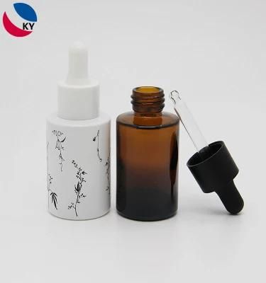 30ml Flat Shoulder Amber Glass Bottle Oil Bottle Essential Oil Dropper Bottle