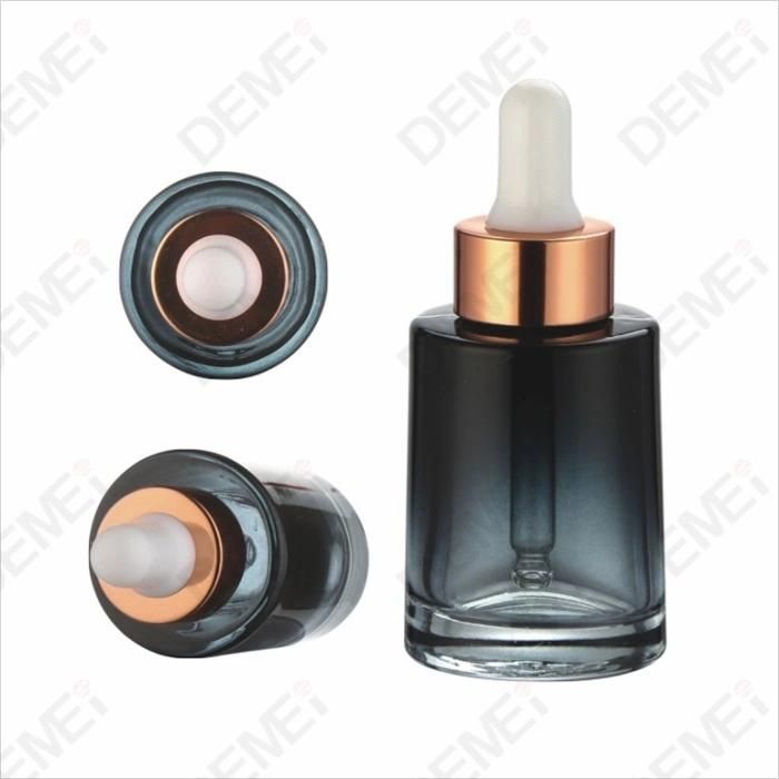 30ml Gradient Dark Blue Color Special Shape Glass Dropper Bottles with Gold Ruber Pipette Dropper Cap