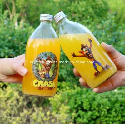 300ml Clear Glass Milk Juice Beverage Bottle with Screw Cap Hot Sale