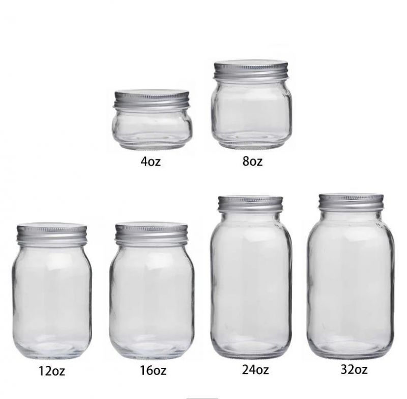 Clear Empty Airtight Food Container Glass Jam Cake Food Storage Mason Jars with Lids and Bands 10 Oz