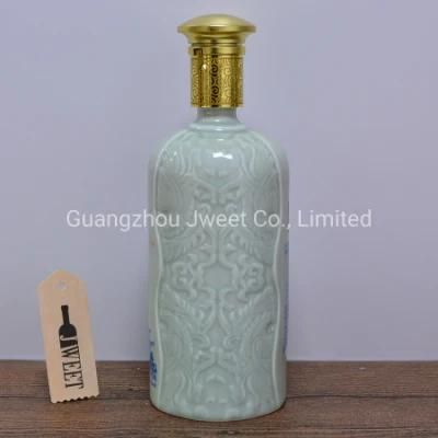 Round Shape 500ml Wine Porcelain Bottle with Stopper