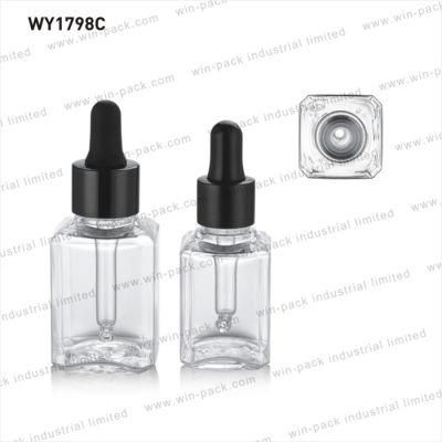 25ml 40ml Square Cosmetic Plastic Pipette Essential Oil Dropper Bottle with Black Dropper