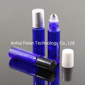 10 Ml Blue Mini Glass Roll on Bottle with Stainless Steel Roller Ball Various Cap&Nbsp;