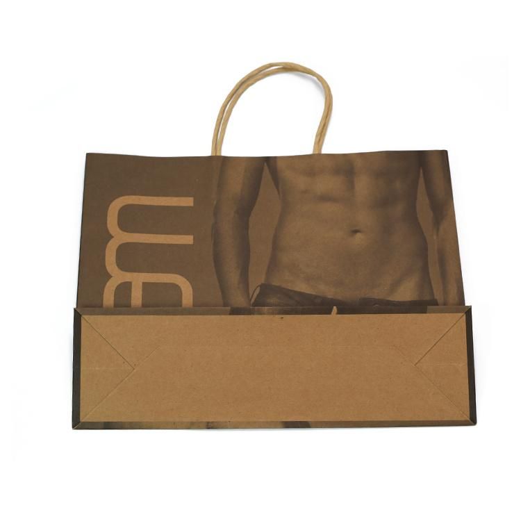 Black Biodegradable Craft Custom Logo Printed Kraft Paper Carry Bag