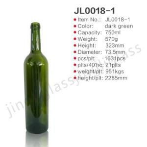 Hot Selling Popular Dark Green Wine Bottle for Red Wine