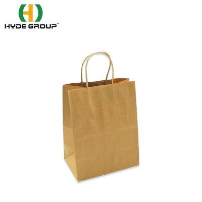 High Quality Disposable Food Grade Custom Logo Printed with Handle Twisted Handle Kraft Paper Bags