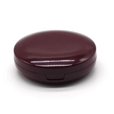 Empty Deep Purple Three Layers Plastic Compact Case for Makeup Powder Pressed Powder Container with Mirror