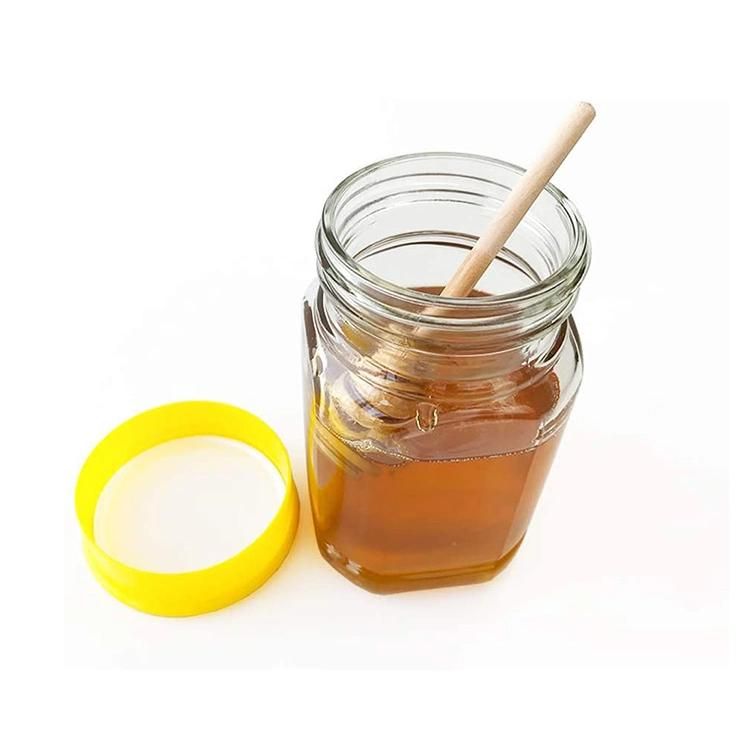 Wholesale Custom Labels Empty 750ml 370ml Honey Jar Glass with Plastic Lid and Dipper