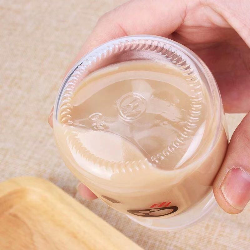 Customized Heat Transfer Printing Pudding Bottle Milk Yogurt Bottle Glass Jars with Lid