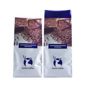 Wholesale Customized Gravure Printing Matt Surface Retail Food Coffee Packaging Ground Coffee Bags with Zipper Block Bottom Valve Bag