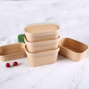 Disposable Kraft Paper Salad Lunch Food Box Container 500ml 650ml 750ml 1000ml