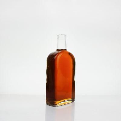 Fancy Custom Design Rectangle Whiskey Vodka Rum Gin Tequila Spirits Glass Bottle Square Shape Flat Liquor Glass Bottle