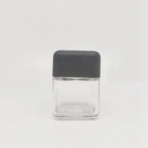 3oz Top Grade Square Shape Glass Hemp Storage Jars with Black Child Resistant Cap
