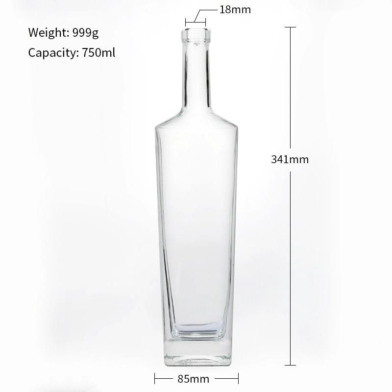 Manufacturers 750ml 750 Ml Empty Clear Thick Bottom Vodka Liquor Glass Bottles with Cork Cap