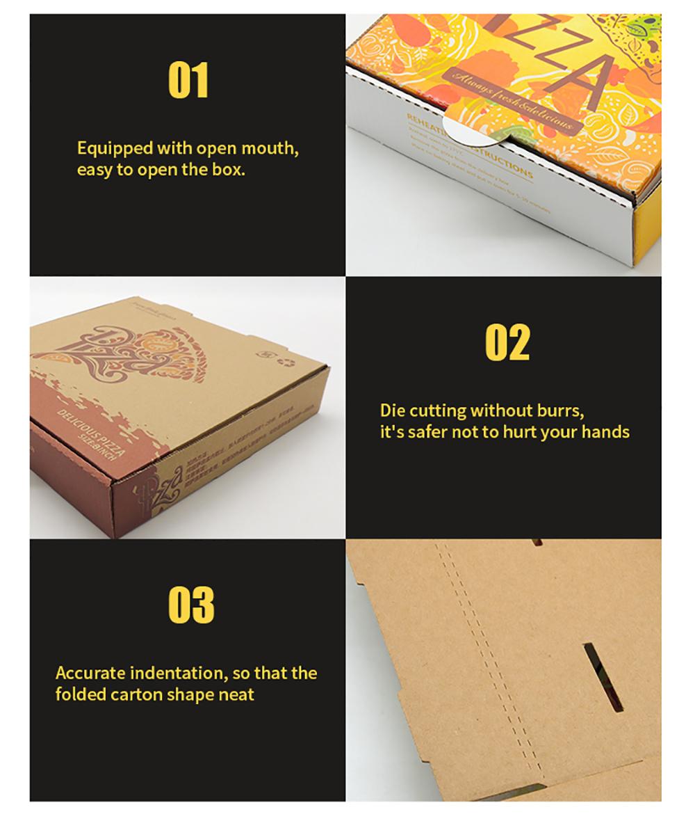 Classical Paper Box Corrugated Rectangle Custom Disposable Delivery Pizza Box for Restaruant
