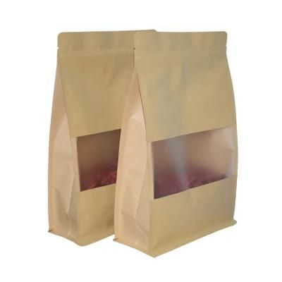 Custom Printed Natural Kraft Paper Flat Bottom Packaging Standup Pouch Stand up Pouch
