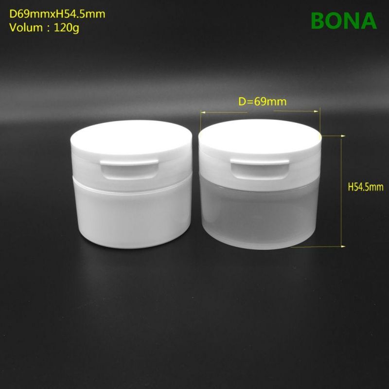 120g White Plastic Cosmetic Jar with Flip Top Cap