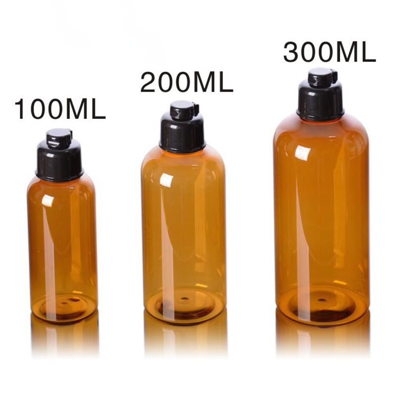 in Stock 100ml 200ml 300ml Body Lotion Bottle Plastic Pet Shower Gel Shampoo Toner Pump Bottles with Flip Top Cap