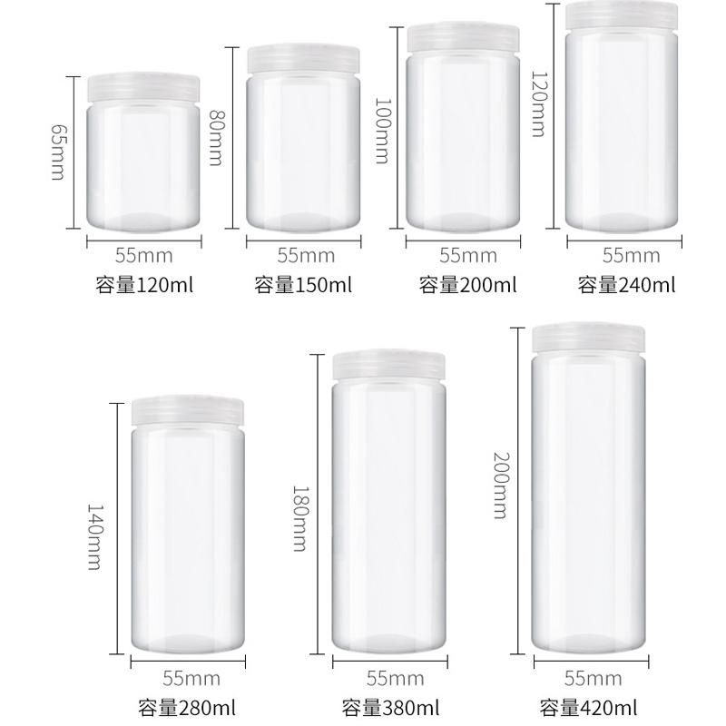 Round Shape Plastic Jar Clear Food Storage Transparent Plastic Can