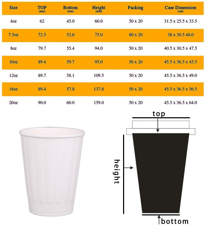 Factory Manufactory Insulated Corrugated Paper Cup for Hot Coffee Cup Tea Cup Water Cup