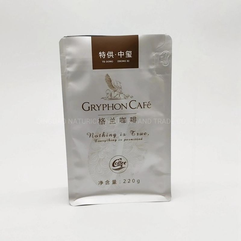 Flat Bottom 125g 220g 250g 500g Coffee Bags Matt Material Packaging Bags with Valve