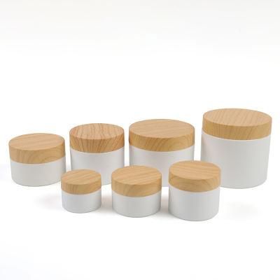 Natural Bamboo Lid 10 20 30 50 100 150 200 300ml Plastic Cosmetic Packaging Cream Jar